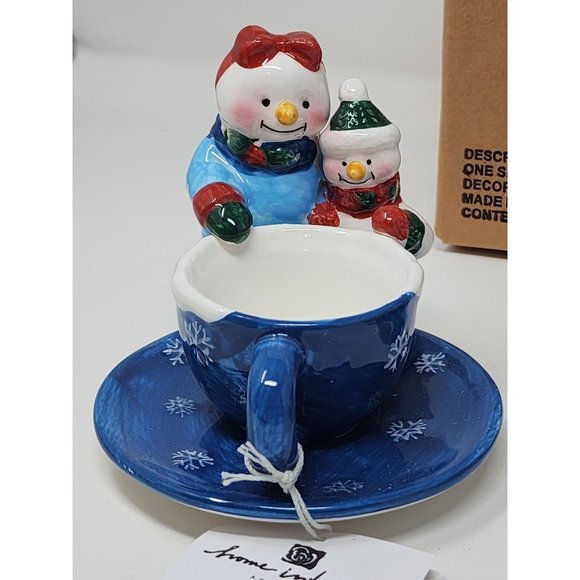 New Home Interiors Set Of 3 Snowmen Tea Light Candle Holders In‎ Original Box - Picture 2 of 11